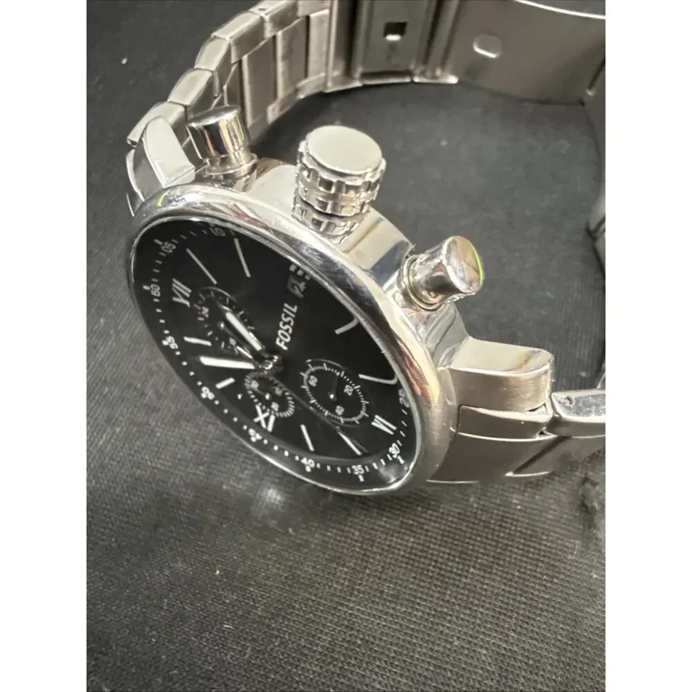 Fossil Rhett Black Men's Watch - BQ1000 New Battery 42mm Case 6.75” Band (E1)